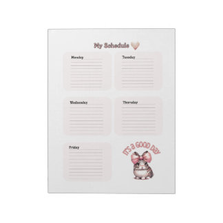 Blush Pink My Schedule Daily Planner Notepad