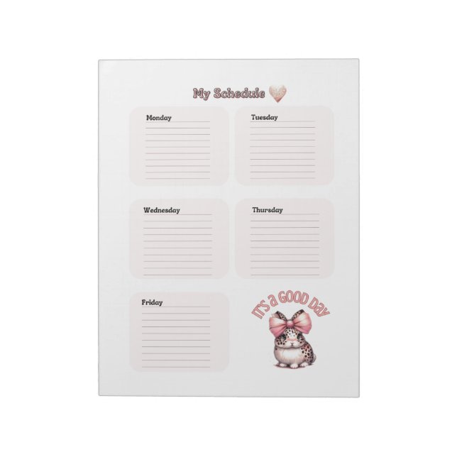 Blush Pink My Schedule Daily Planner Notepad (Rotated)