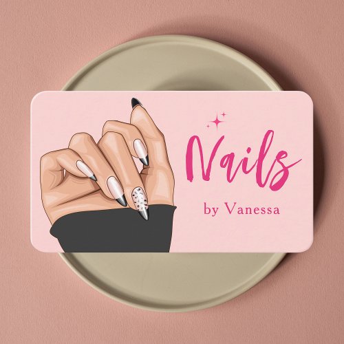 Blush Pink Nail Artist Salon Qr Code Business Card