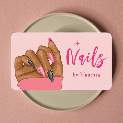 Blush Pink Nail Artist Salon Qr Code Business Card