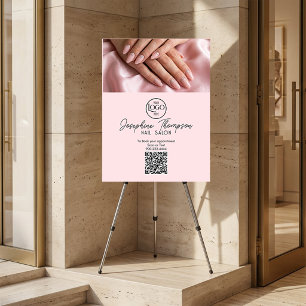 Blush Pink Nail Salon QR Code Photo Branding Foam Board