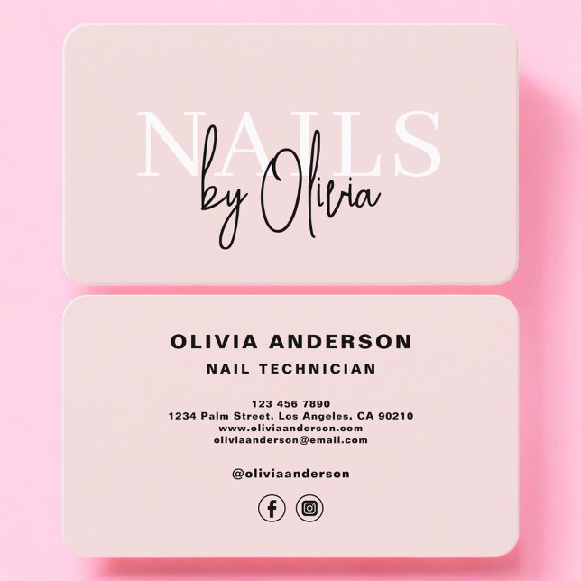 Blush Pink Nail Technician Business Card (Creator Uploaded)