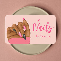 Blush Pink Nail Technician Modern Nails Art Salon Business Card