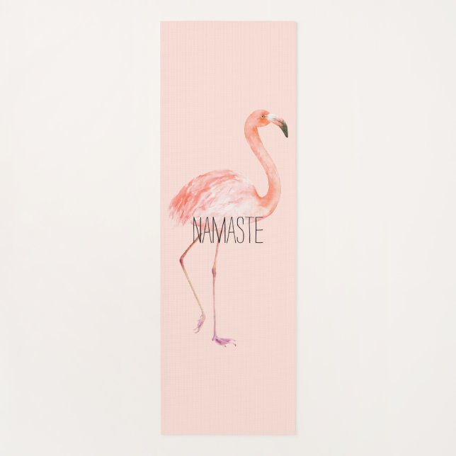 Blush Pink Namaste Flamingo Yoga Mat (Front)