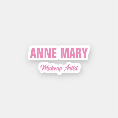 Blush Pink Name Makeup Artist Business Custom Sticker