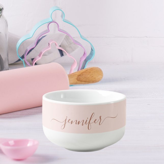 Blush pink name script woman girl soup mug (Creator Uploaded)