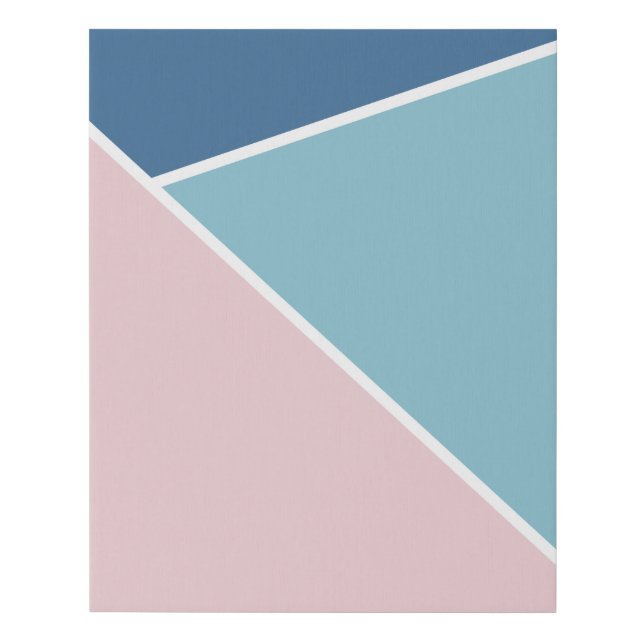 Blush Pink, Navy and Teal Geometric Faux Canvas Print (Front)