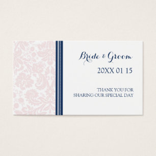 Blush Pink Navy Blue Damask Wedding Favor Tags