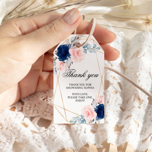 Blush Pink  Navy Blue Floral Gift Tag