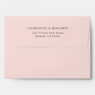 Blush Pink Navy Blue Modern Wedding Return Address Envelope
