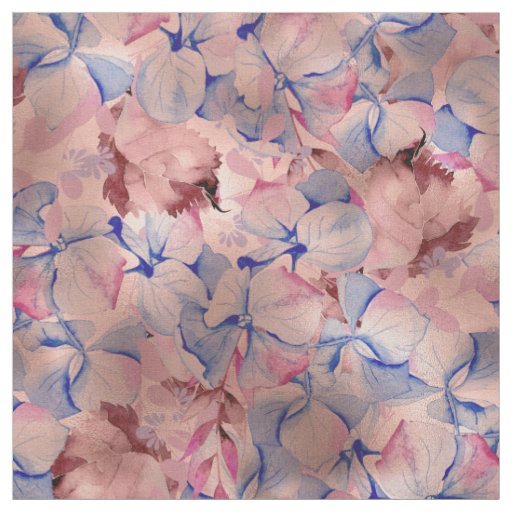 Blush pink navy blue rose gold watercolor floral fabric | Zazzle