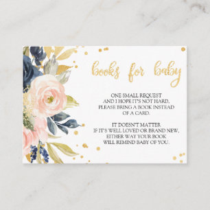 Blush Pink & Navy Book Request Baby Shower Card
