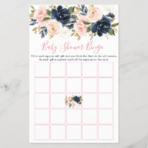 Blush Pink | Navy Floral Baby Shower Bingo Game