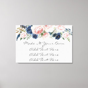 Blush Pink Navy Floral Wedding Sign