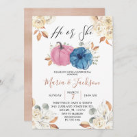 Blush Pink & Navy Gender Reveal Party Invitation