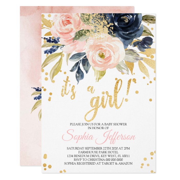 navy and gold baby shower invitations