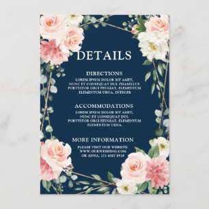 Blush Pink Navy Gold Geometric Botanical Wedding Enclosure Card
