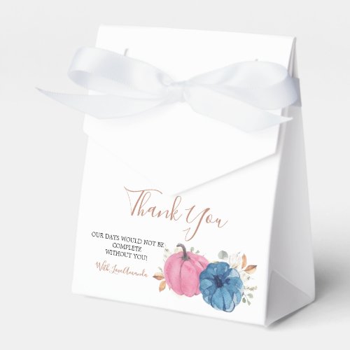 Blush Pink  Navy Pumpkin Gender Reveal Party Favor Boxes