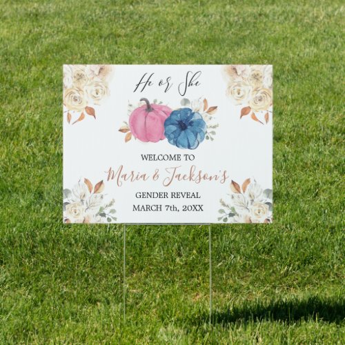 Blush Pink  Navy Pumpkin Gender Reveal Sign