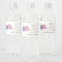 Blush Pink & Navy Pumpkin Gender Reveal Water Bottle Label