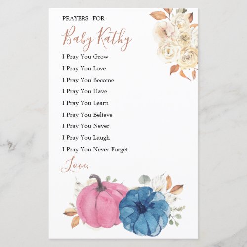 Blush Pink  Navy Pumpkin Love Prayers for Baby