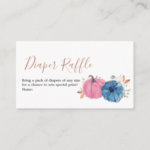 Blush Pink  Navy Pumpkin Rustic Diaper Raffle Enclosure Card