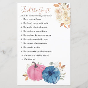 Blush Pink & Navy Pumpkin Rustic Find the Guest