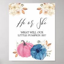 Blush Pink & Navy Pumpkin Rustic Floral Voting Poster