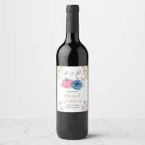 Blush Pink & Navy Pumpkin Wine Bottle Wine Label