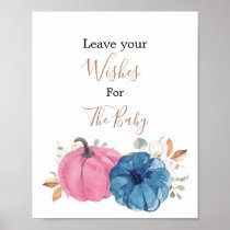 Blush Pink & Navy Pumpkin Wishes for Baby Sign