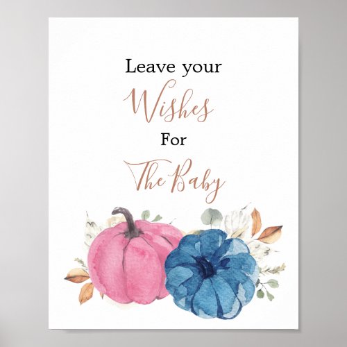 Blush Pink  Navy Pumpkin Wishes for Baby Sign
