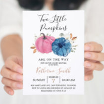 Blush Pink & Navy Two Little Pumpkin Baby Shower I Invitation