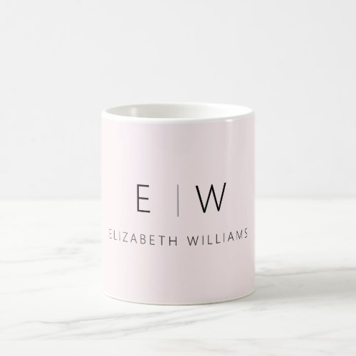 Blush Pink Neutral Minimalist Monogram Name Coffee Mug