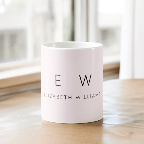 Blush Pink Neutral Minimalist Monogram Name Coffee Mug