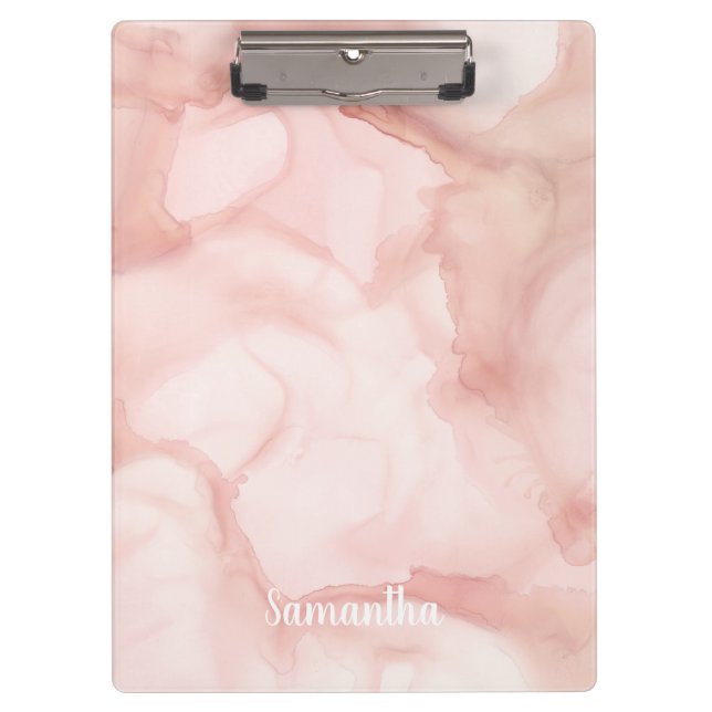 Blush Pink Neutral Pastel Abstract Ink Office Gift Clipboard (Front)