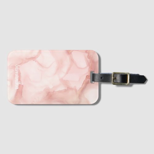 Blush Pink Neutral Pastel Abstract Ink Travel  Luggage Tag