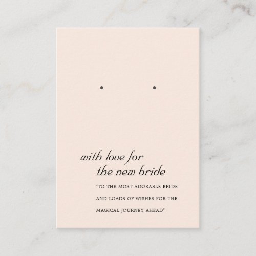 BLUSH PINK NEW BRIDE GIFT EARRING DISPLAY CARD