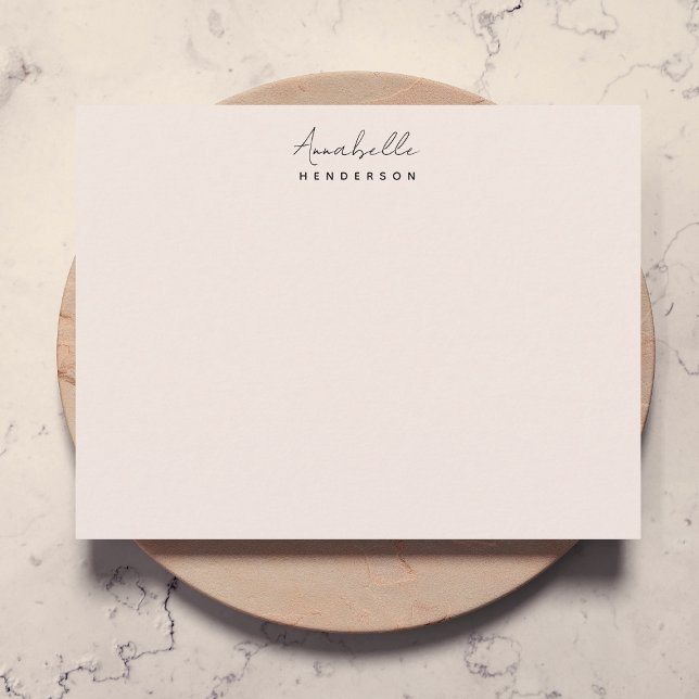 Blush Pink Note Card | Feminine Monogram Notecards (Modern minimalist blus pink monogram note card by Guava - elegant, feminine, and customizable.)