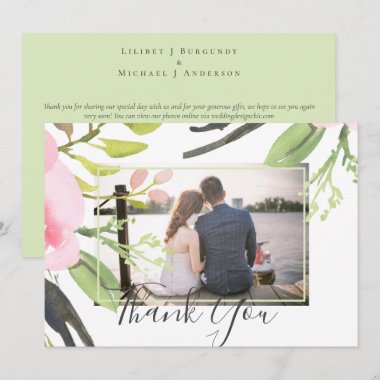 Blush Pink Olive Photo Thank You Wedding