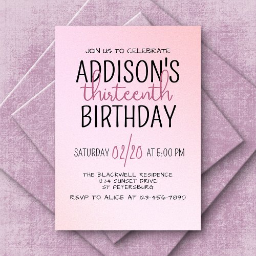 Blush Pink Ombre Birthday Invitation