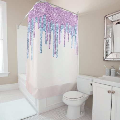  Blush Pink OMBRE Drip Dripping GLITTER   AP7  Shower Curtain