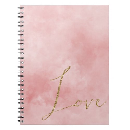 Blush Pink Ombre Glitter Gold Love Notebook