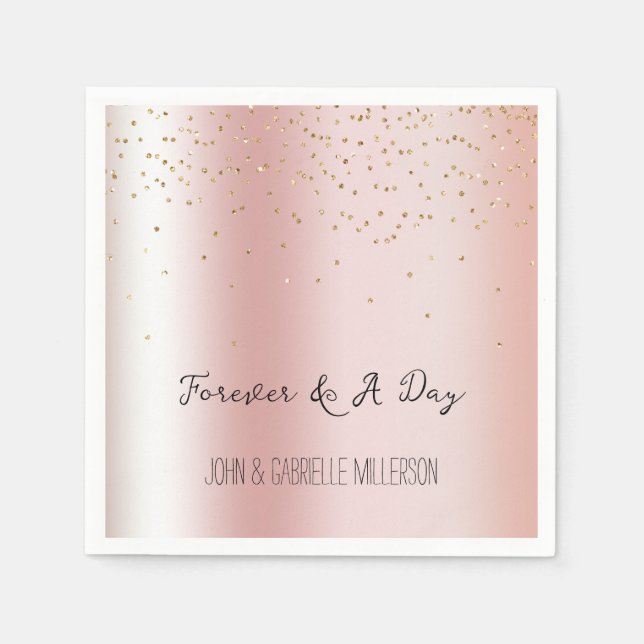 Blush Pink Ombre Gold Glam Confetti Napkins (Front)