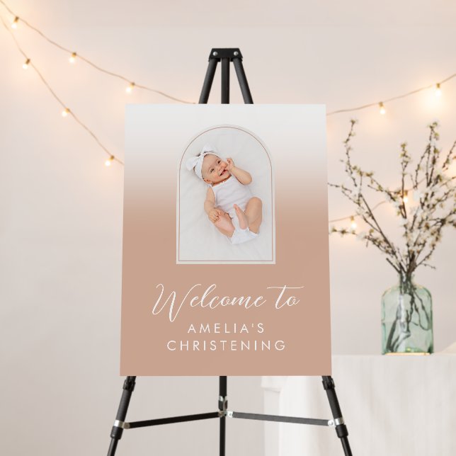Blush Pink Ombre Photo Arch Christening Welcome Fo Foam Board (In Situ (Stand))
