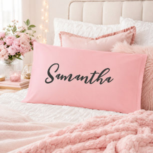 Blush Pink Ombre Script Name  Pillow Case