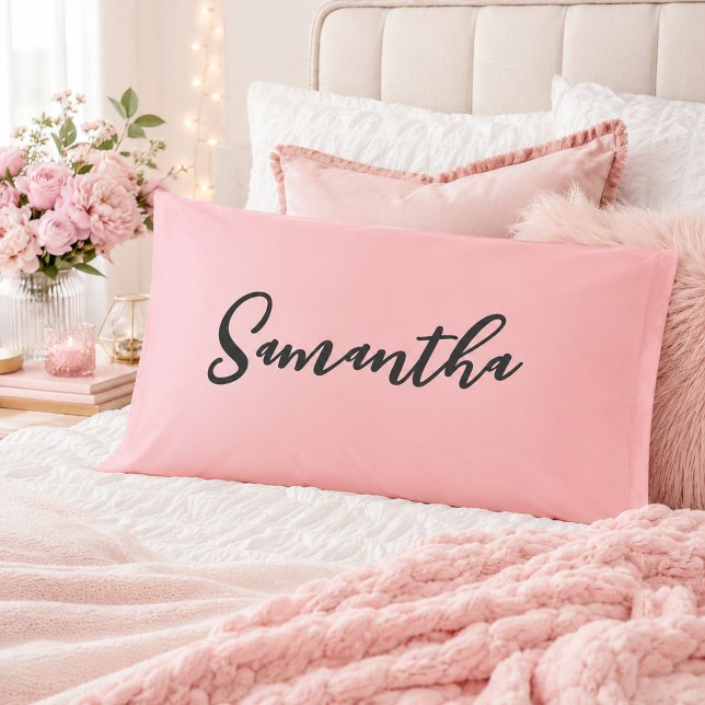 Blush Pink Ombre Script Name  Pillow Case (Creator Uploaded)