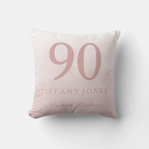 Blush Pink Ombre Womans 90th Birthday Gift Throw Pillow