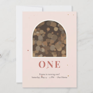 Blush Pink ONE First Birthday Photo Invitation