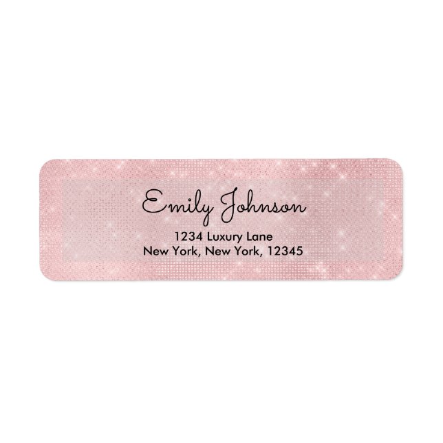Blush Pink or Rose Gold Sparkle and Glitter Label (Front)