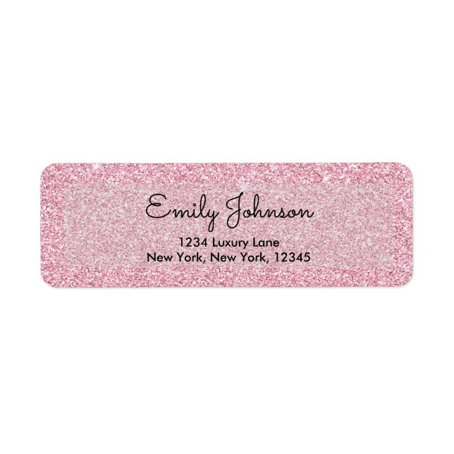Blush Pink or Rose Gold Sparkle and Glitter Label (Front)